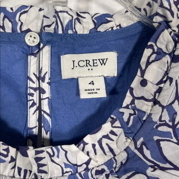 J CREW WOMENS BLUE FLORAL MIDI TIERED DRESS SLEEVELESS 4 COTTON - Picture 3 of 8
